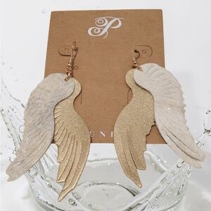 Plunder Gold and Ivory Angel Wing Drop Earrings (NIP)